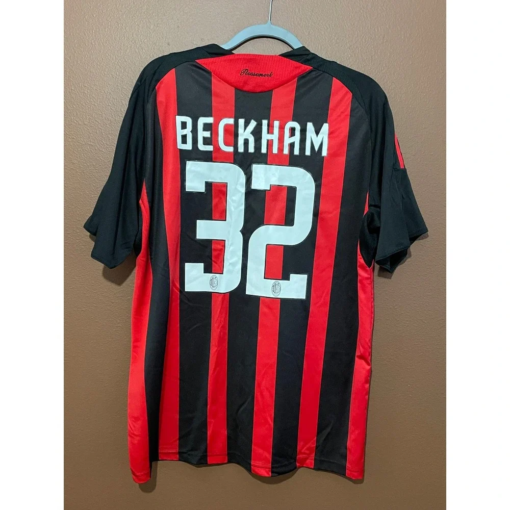 Adidas AC Milan 2008-09 Home Jersey Beckham 32 Red Black Striped XL 656133